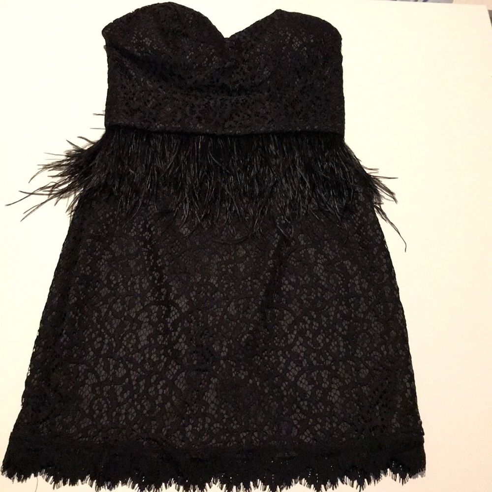 Bebe Black Lace mini strapless dress Size S